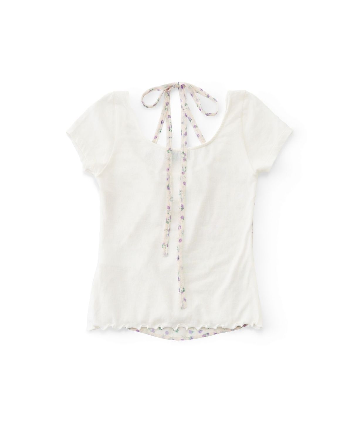 카이 샤오(KAIY XIAO) Hanging Neck Tie Two piece Layered Short sleeved Top in purple rose