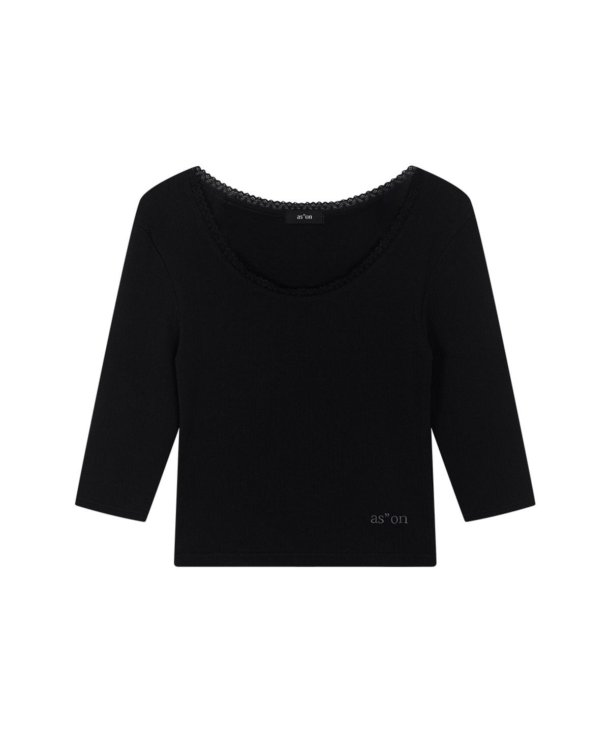 애즈온(ASON) POSY LACE TRIM TEE / BLACK