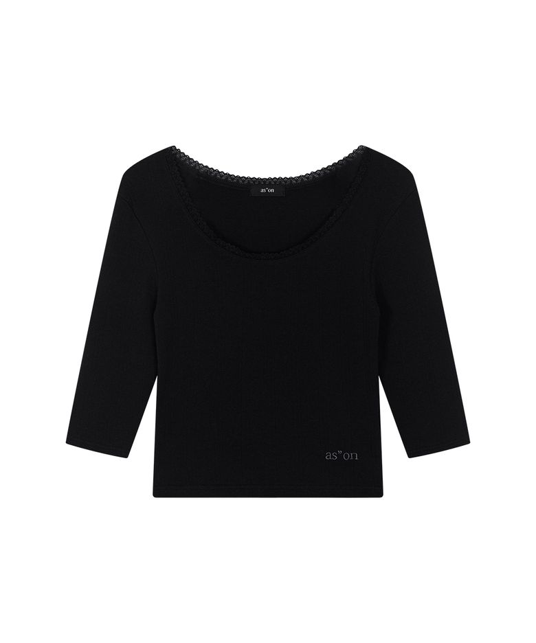 POSY LACE TRIM TEE / BLACK