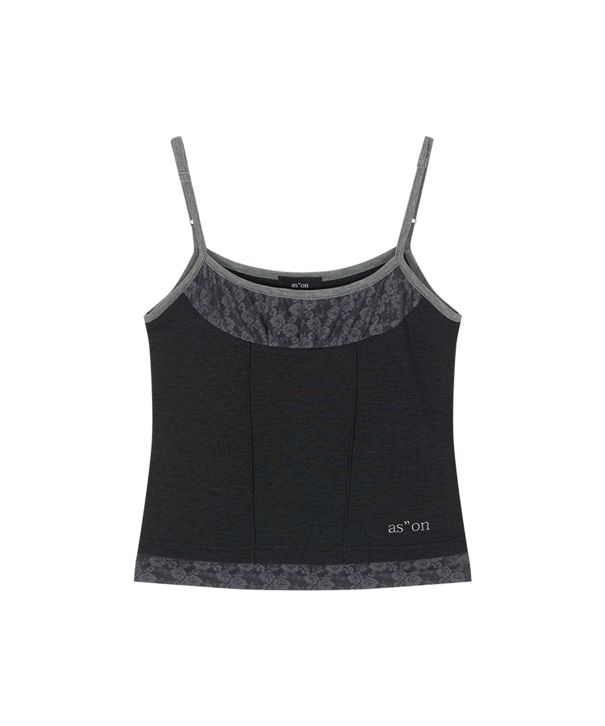 애즈온(ASON) PEONY LACE LAYERED SLEEVELESS / CHARCOAL