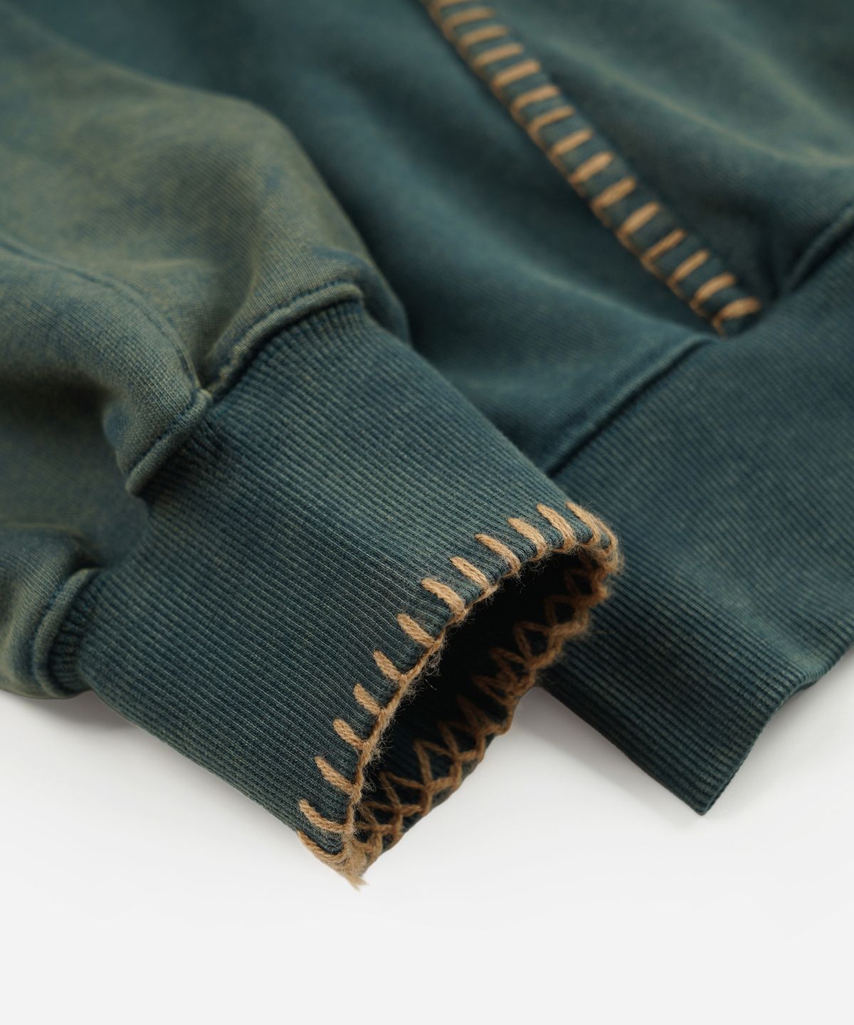 프리즘웍스(FRIZMWORKS) NEEDLE STITCH PULLOVER HOODY _ VINTAGE GREEN