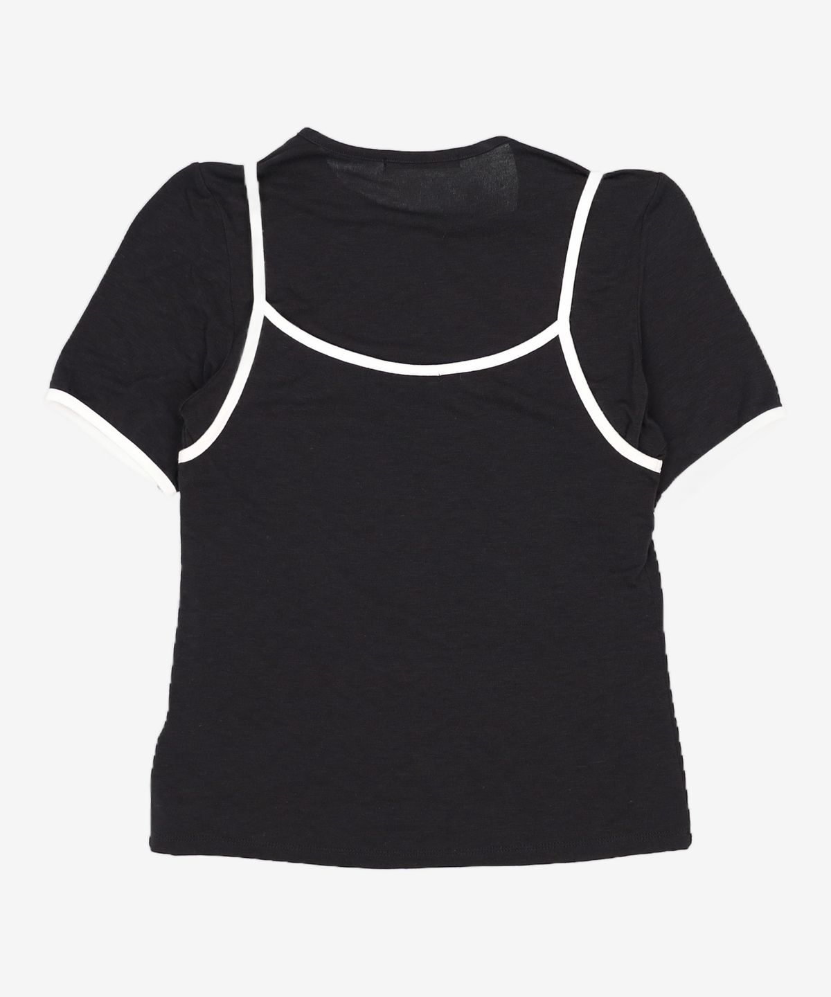 비뮤즈맨션(BEMUSE MANSION) Combination layered t shirt set - Black FREE
