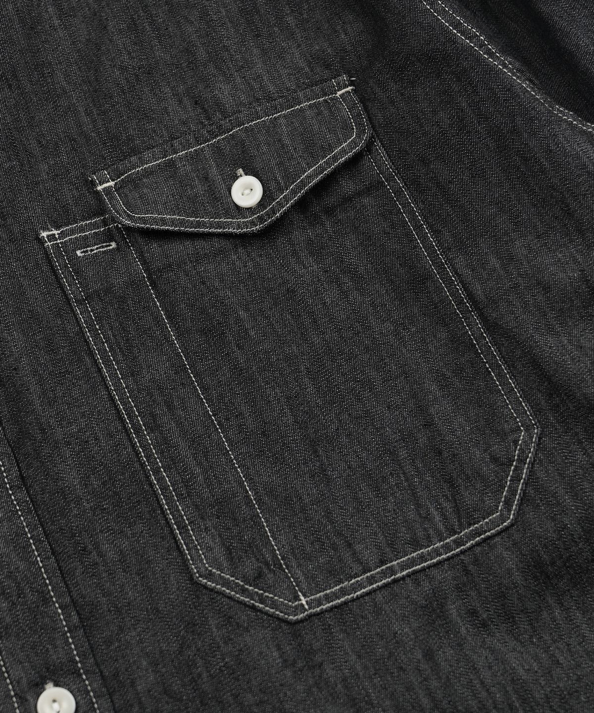 프리즘웍스(FRIZMWORKS) UTILITY FLAP POCKET DENIM WORK SHIRT _ BLACK