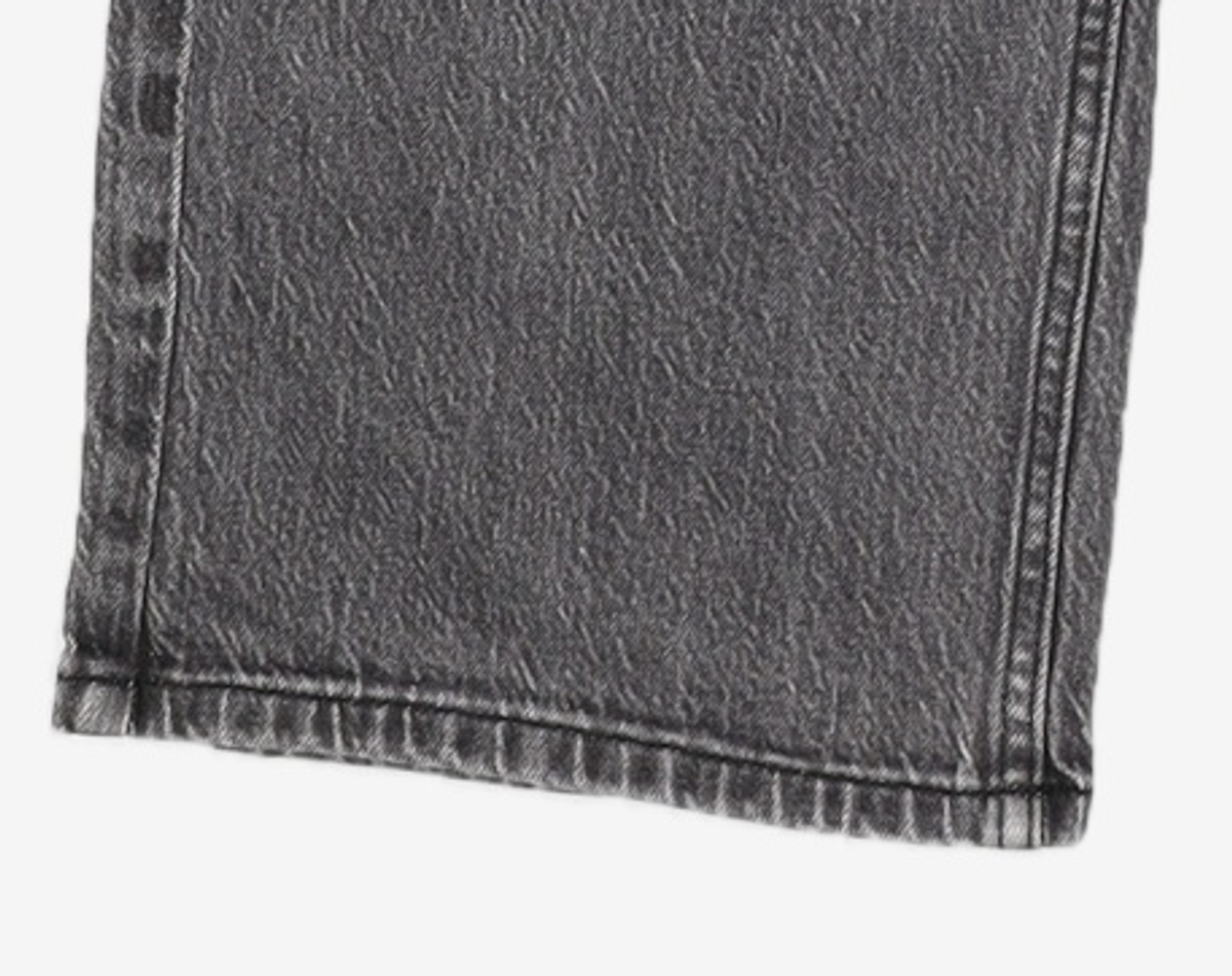 엠엘비(MLB) 여성 바시티 컬시브 자수 와이드 데님팬츠 NY (Charcoal Grey) XS
