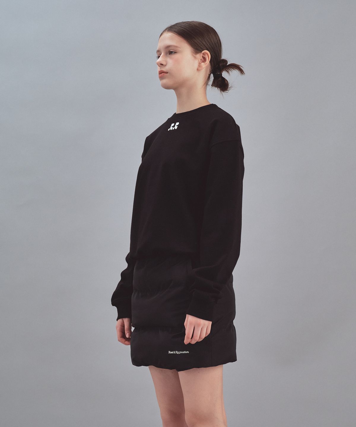 레스트앤레크레이션(REST&RECREATION) DOUBLE LOGO SWEATSHIRT - BLACK