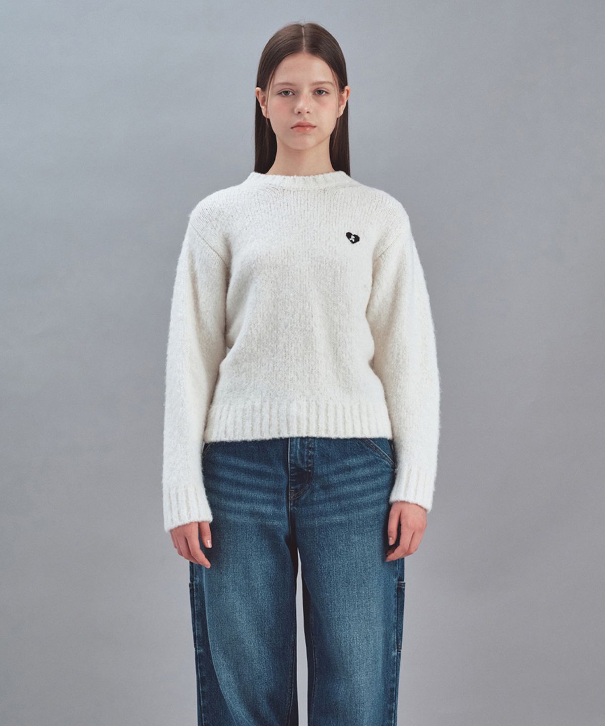 레스트앤레크레이션(REST&RECREATION) HEART LOGO WOOL KNIT TOP - IVORY