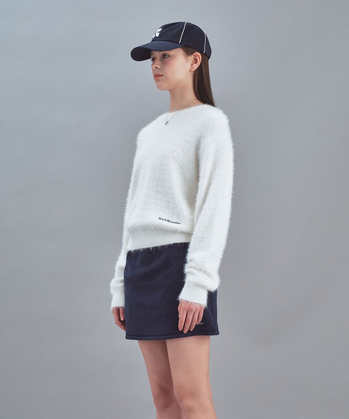 레스트앤레크레이션(REST&RECREATION) HAIRY BASIC KNIT TOP - WHITE