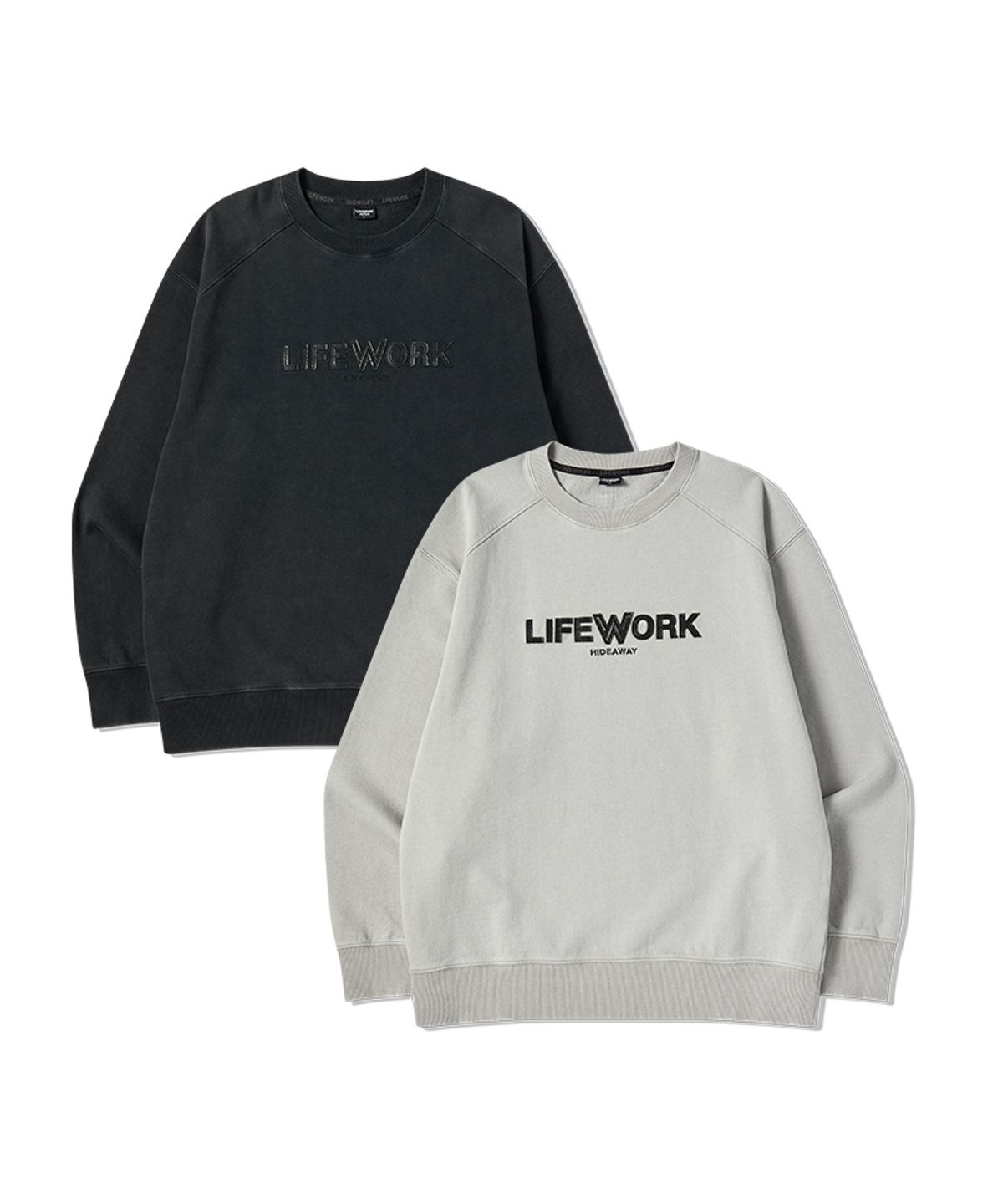 라이프워크(LIFEWORK) 빈티지 레터링 아플리케 맨투맨
