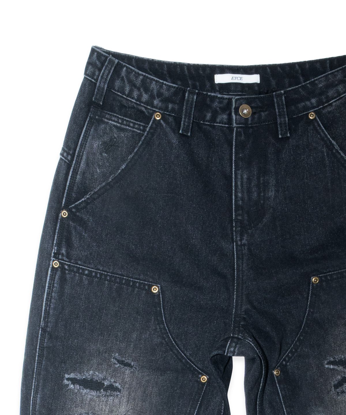 이티씨이(ETCE) Destroyed Double Knee Carpenter Denim (Black)