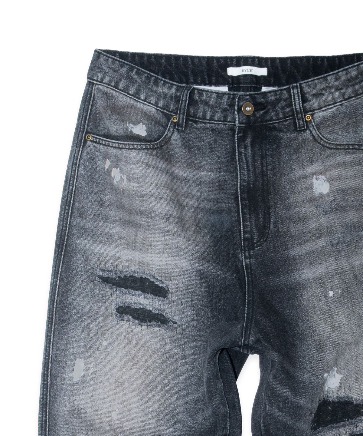 이티씨이(ETCE) Destroyed Painting Washed Denim (Black)