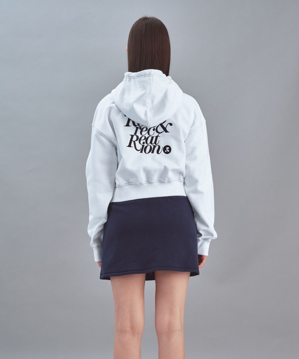 레스트앤레크레이션(REST&RECREATION) STITCH CROPPED HOOD ZIP-UP - WHITE