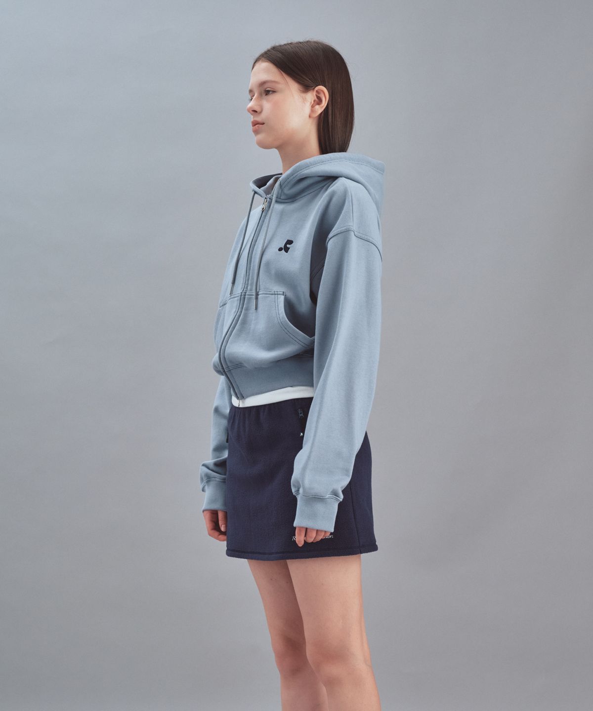 레스트앤레크레이션(REST&RECREATION) STITCH CROPPED HOOD ZIP-UP - SKY BLUE
