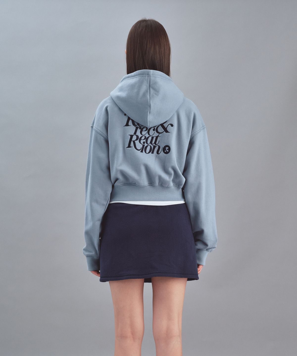 레스트앤레크레이션(REST&RECREATION) STITCH CROPPED HOOD ZIP-UP - SKY BLUE