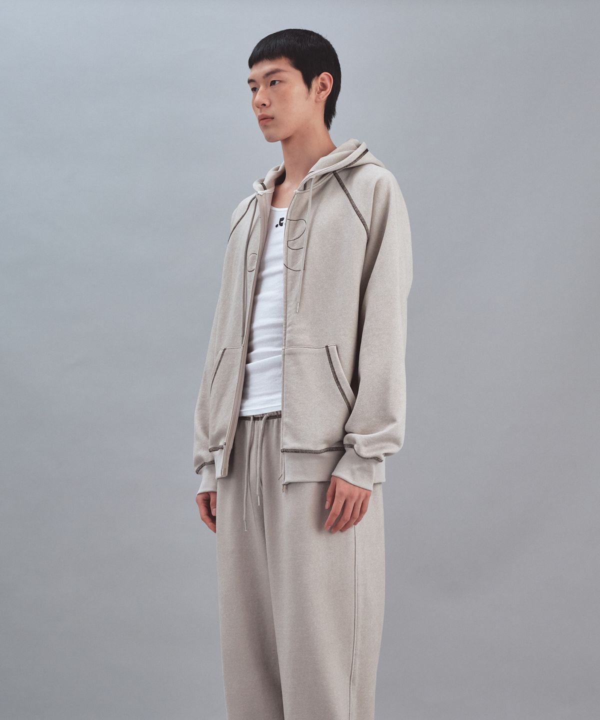 레스트앤레크레이션(REST&RECREATION) PIGMENT HOOD ZIP-UP - BEIGE