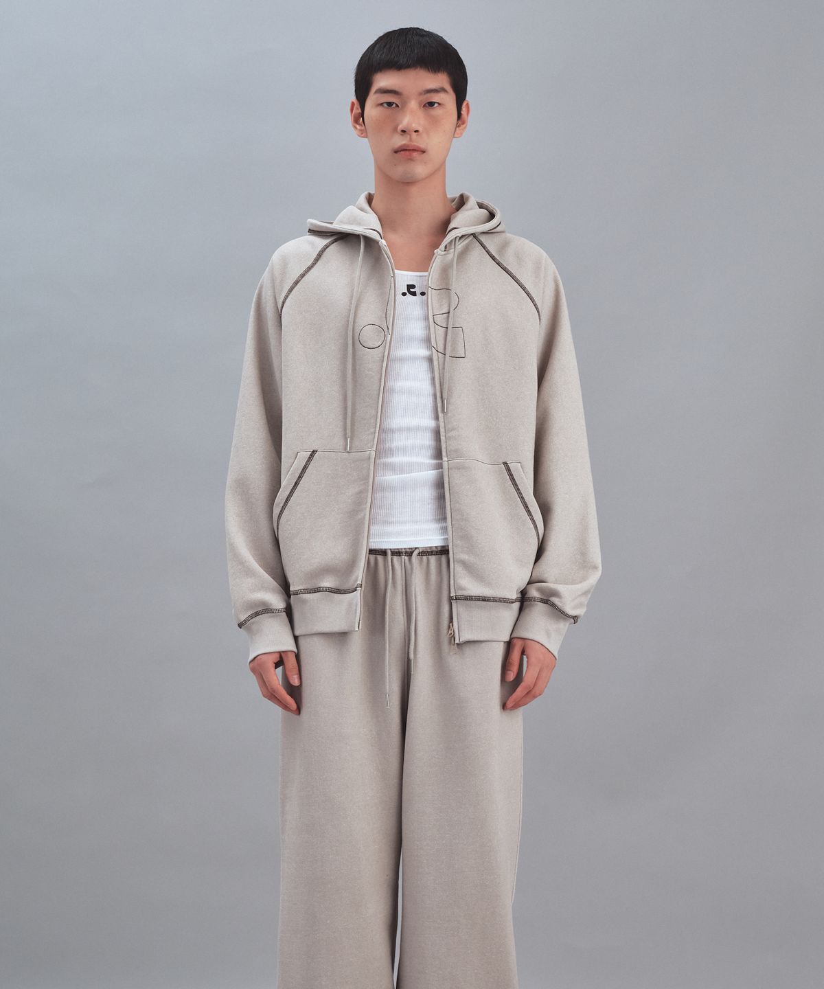레스트앤레크레이션(REST&RECREATION) PIGMENT HOOD ZIP-UP - BEIGE