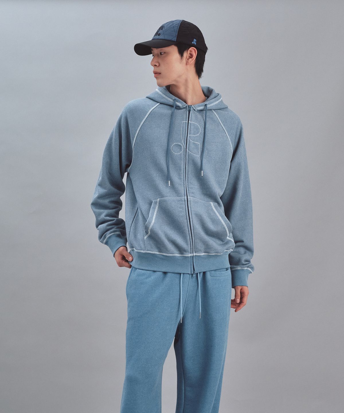 레스트앤레크레이션(REST&RECREATION) PIGMENT HOOD ZIP-UP - SKY BLUE