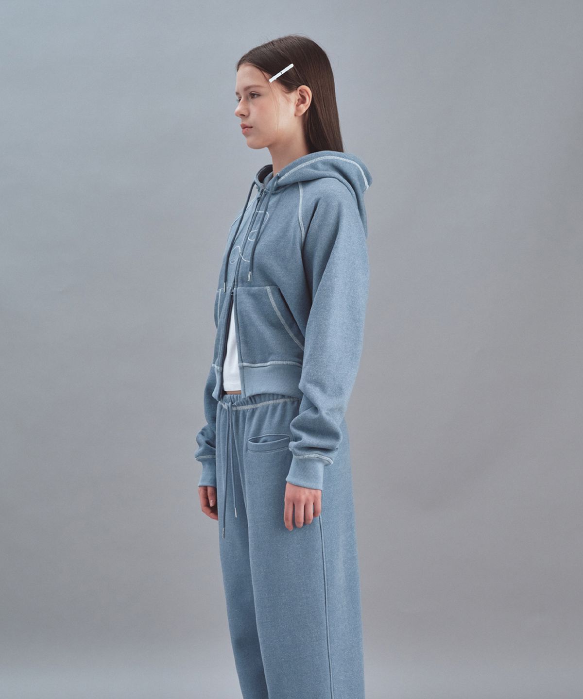 레스트앤레크레이션(REST&RECREATION) PIGMENT HOOD ZIP-UP - SKY BLUE