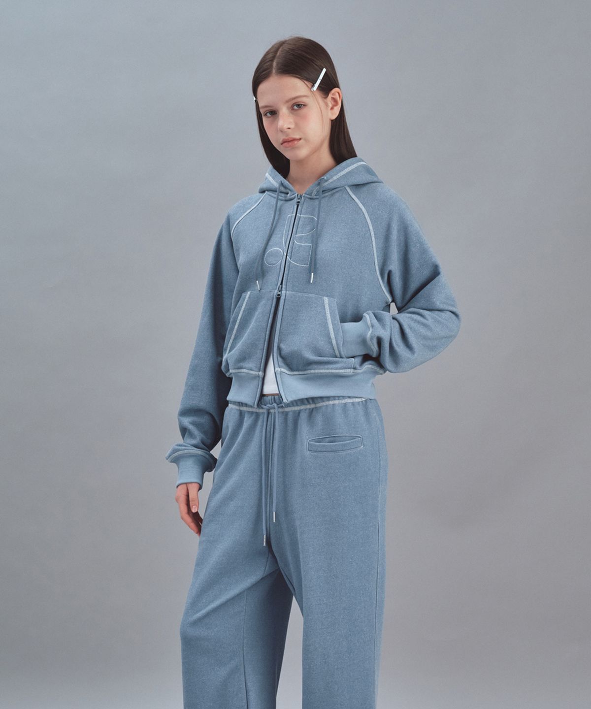 레스트앤레크레이션(REST&RECREATION) PIGMENT HOOD ZIP-UP - SKY BLUE