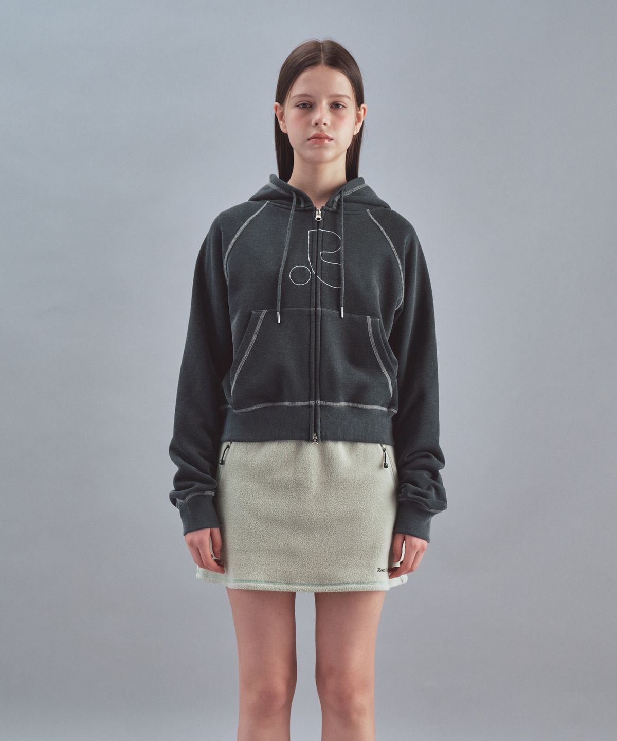 레스트앤레크레이션(REST&RECREATION) PIGMENT HOOD ZIP-UP - CHARCOAL