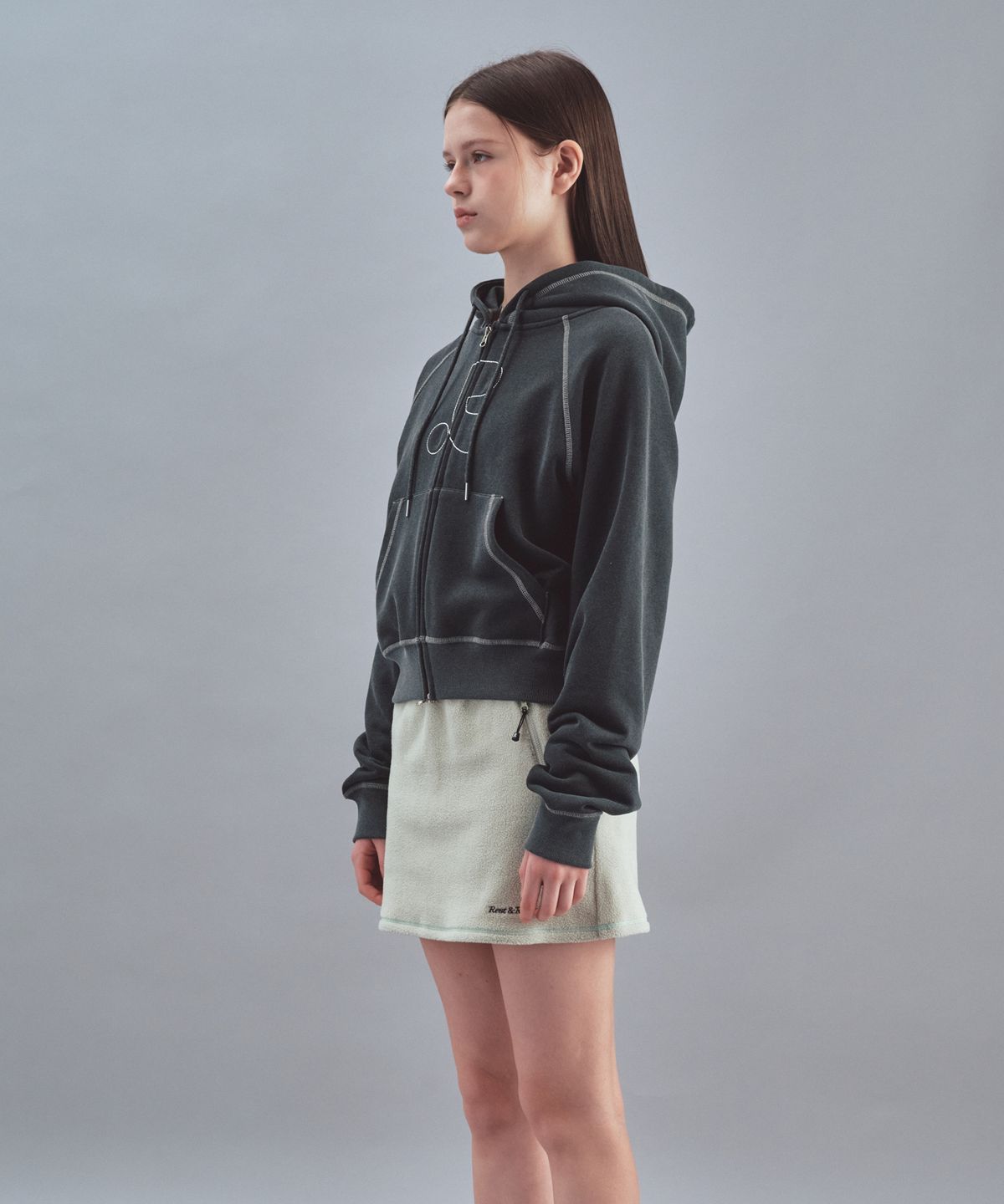 레스트앤레크레이션(REST&RECREATION) PIGMENT HOOD ZIP-UP - CHARCOAL
