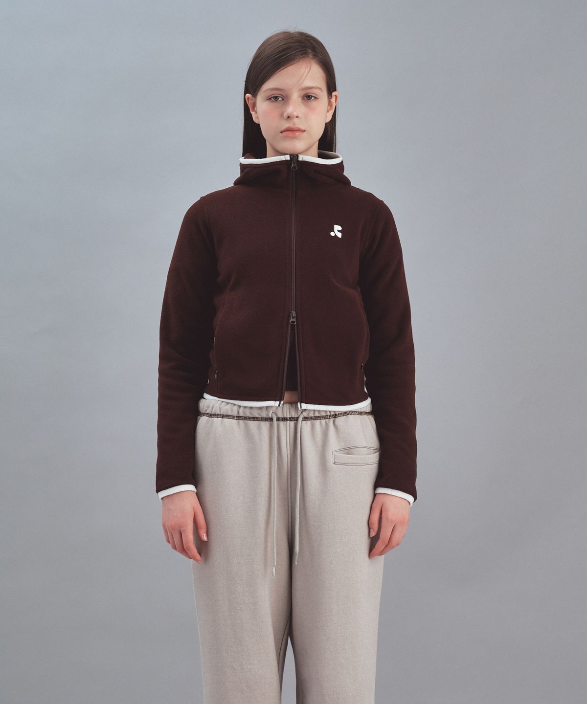 레스트앤레크레이션(REST&RECREATION) FLEECE HOOD ZIP-UP - BROWN
