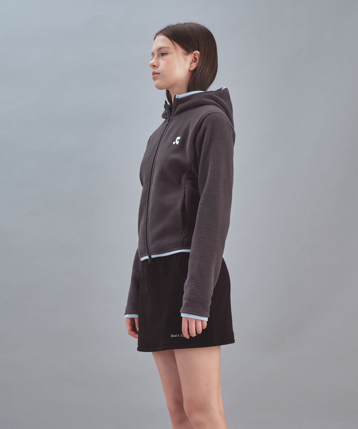 레스트앤레크레이션(REST&RECREATION) FLEECE HOOD ZIP-UP - CHARCOAL
