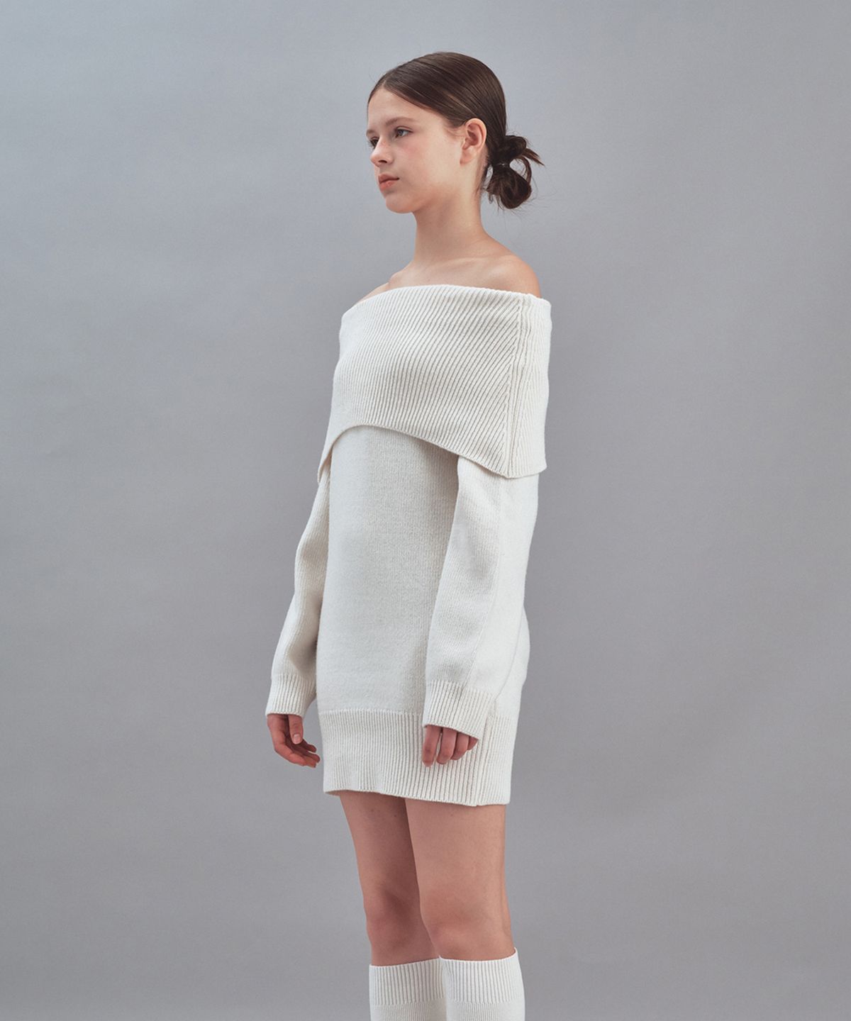 레스트앤레크레이션(REST&RECREATION) OFF SHOULDER KNIT DRESS - IVORY