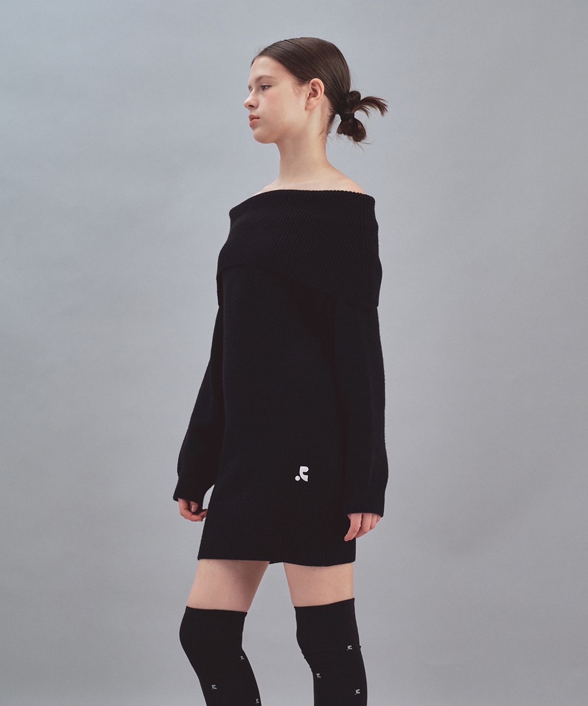 레스트앤레크레이션(REST&RECREATION) OFF SHOULDER KNIT DRESS - BLACK