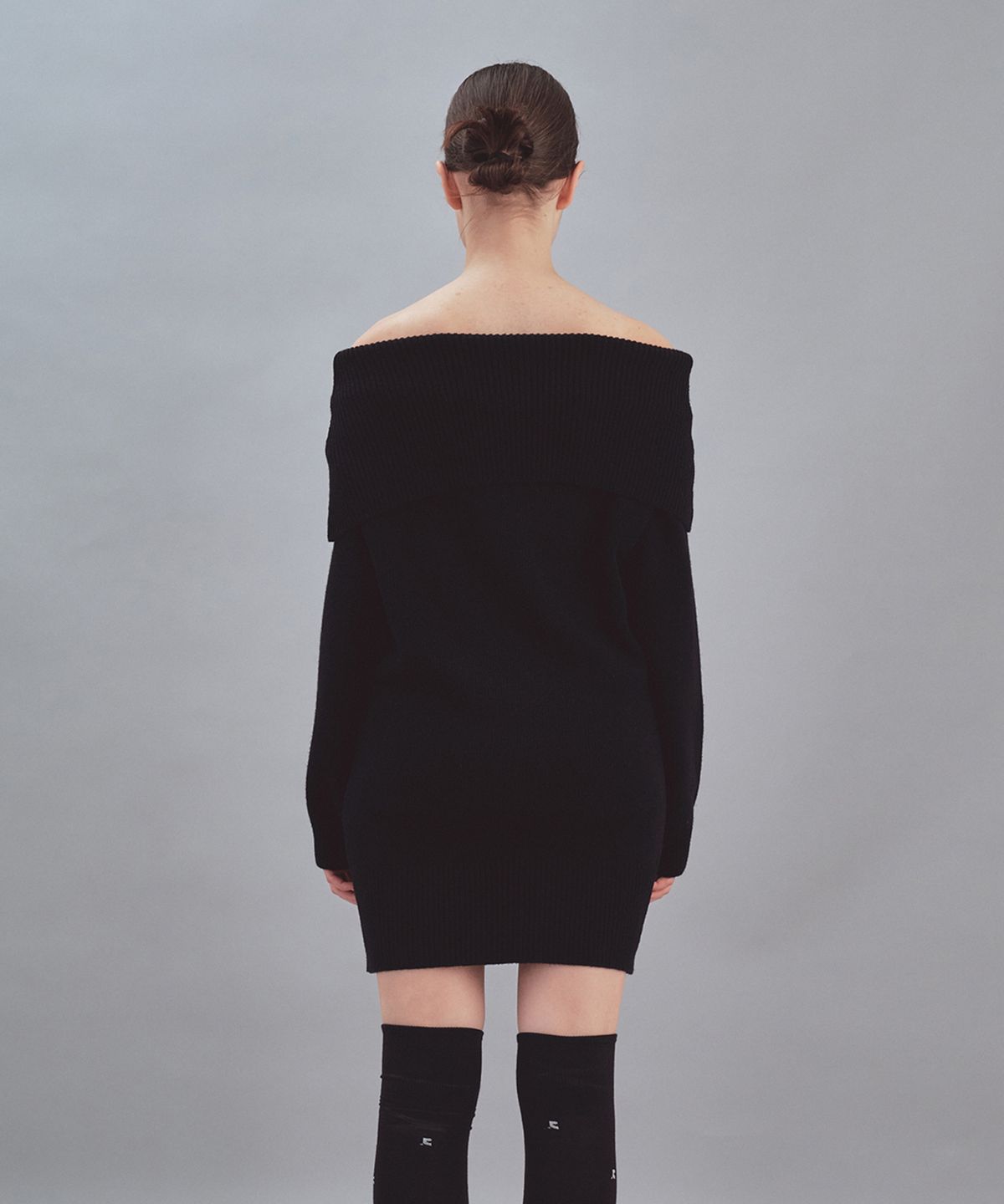 레스트앤레크레이션(REST&RECREATION) OFF SHOULDER KNIT DRESS - BLACK