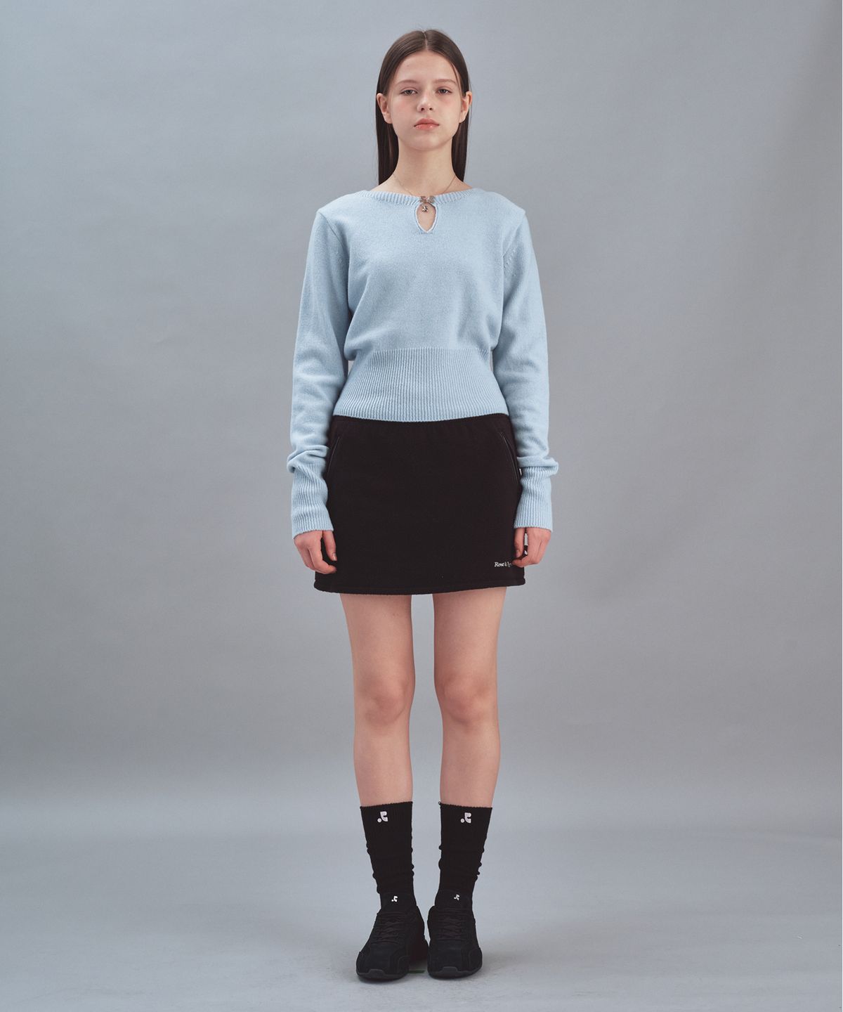 레스트앤레크레이션(REST&RECREATION) FLEECE MINI SKIRT - BLACK