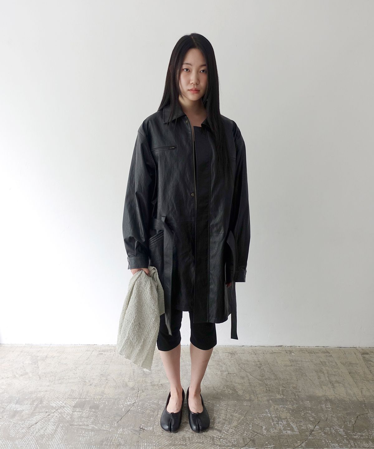 누아클레(NUAKLE) (w) 벨린 레더 카코트_블랙