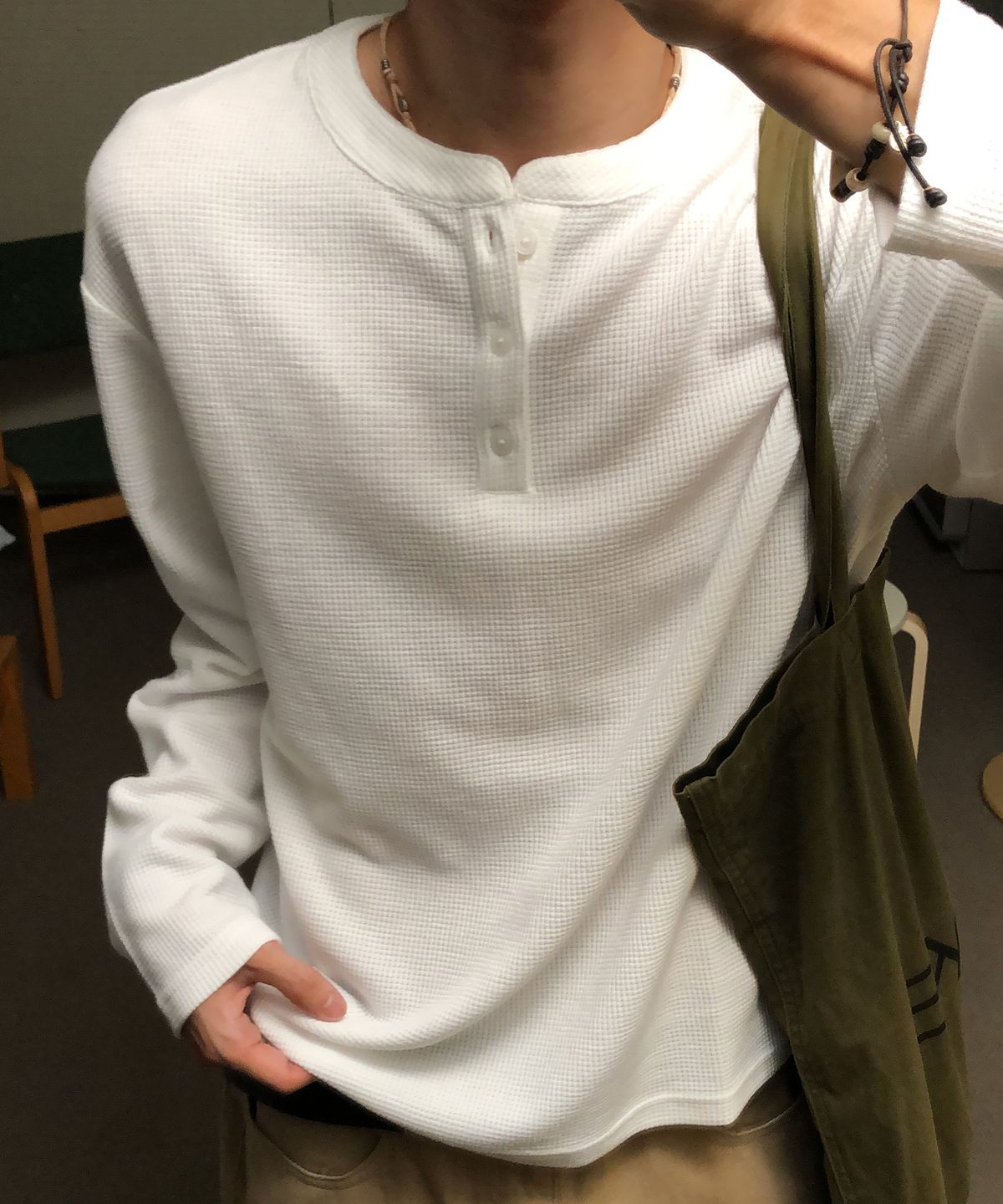 아워데이즈(OURDAYZ) 데일리 와플 헨리넥 롱슬리브 [3COLORS]