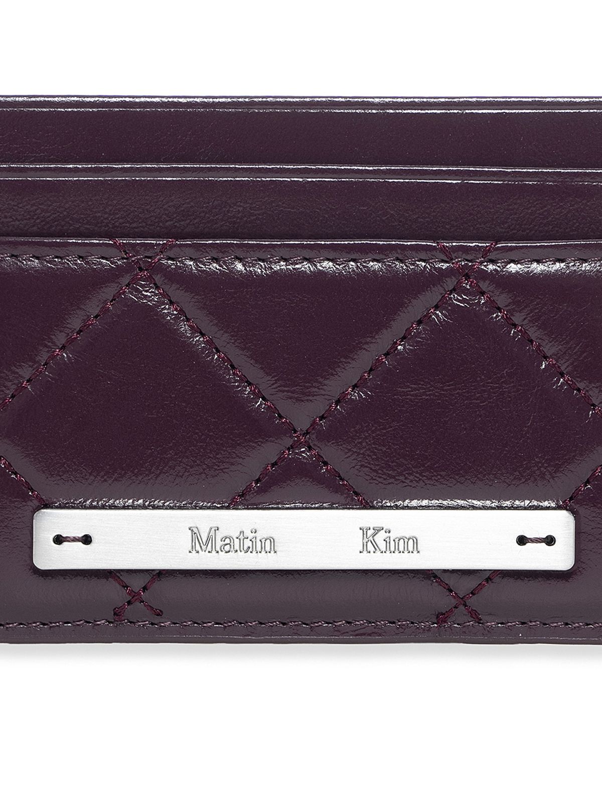 마뗑킴(MATIN KIM) PUFF QUILT CARD WALLET IN  WINE