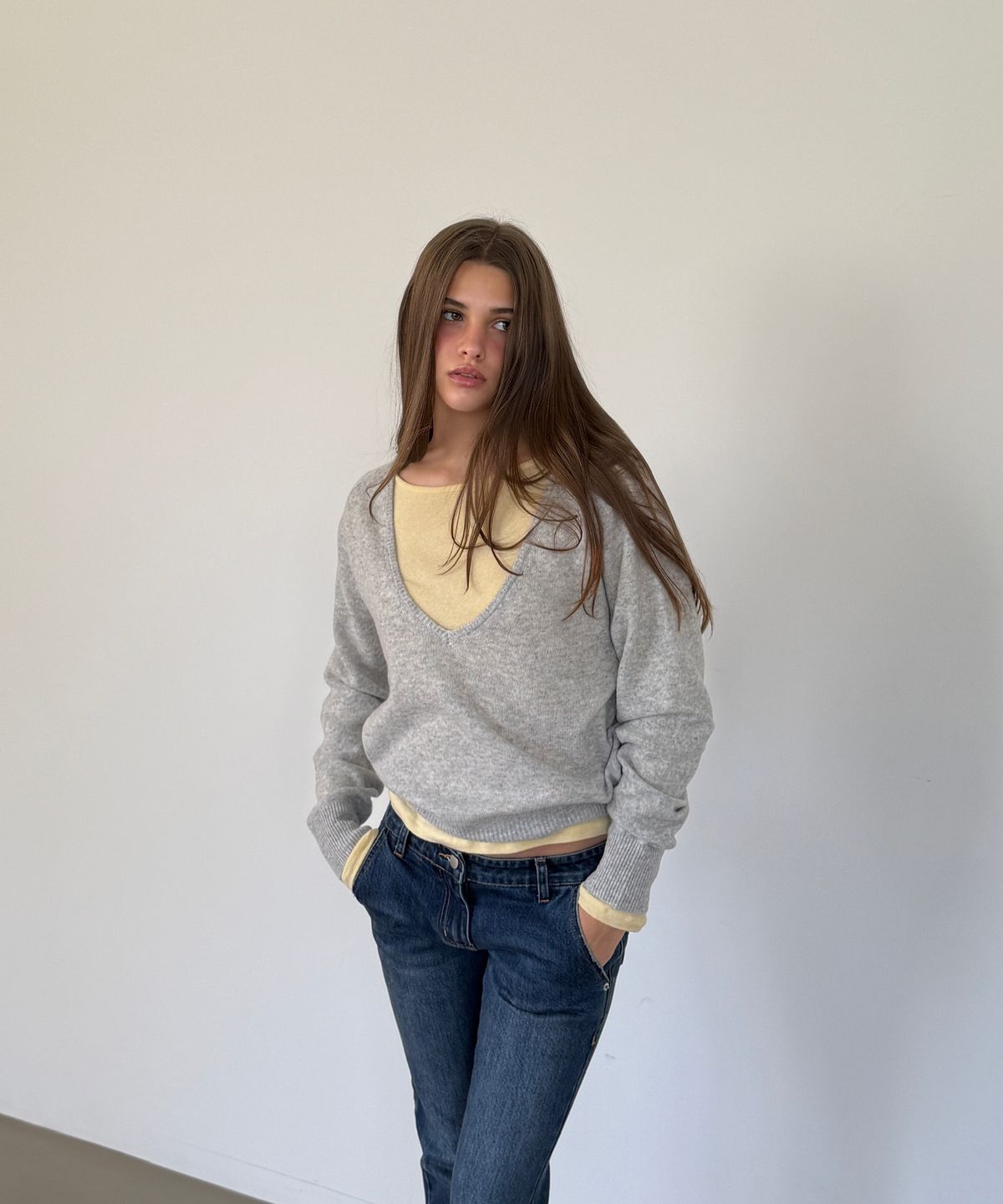 아수라(ASURA) PURE WOOL DEEP V KNIT (3PACKS)