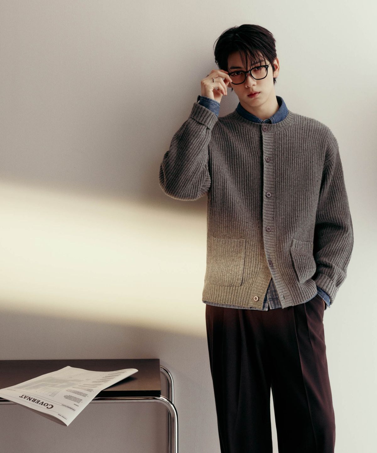 커버낫(COVERNAT) 와이드 볼륨 슬랙스 브라운