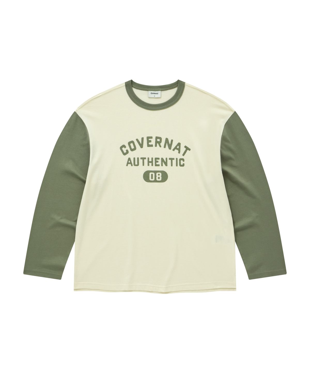 커버낫(COVERNAT) 베이스볼 투톤 롱슬리브 크림