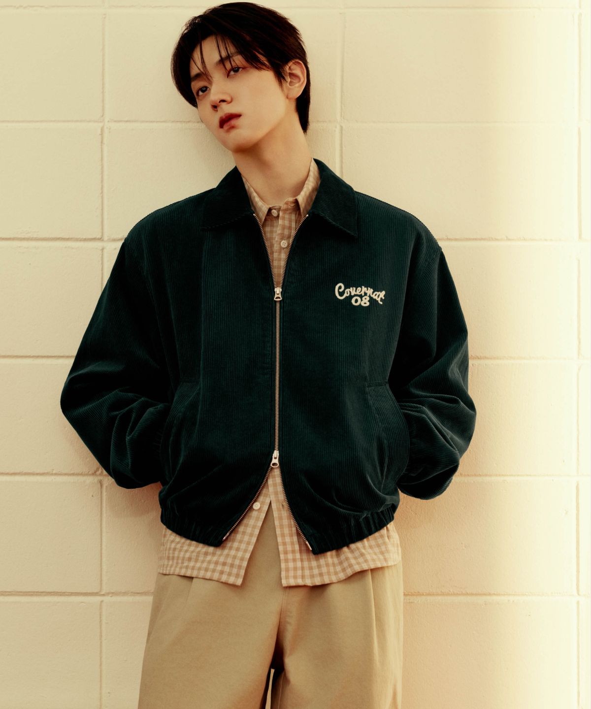커버낫(COVERNAT) 코듀로이 헤링턴 자켓 틸 그린