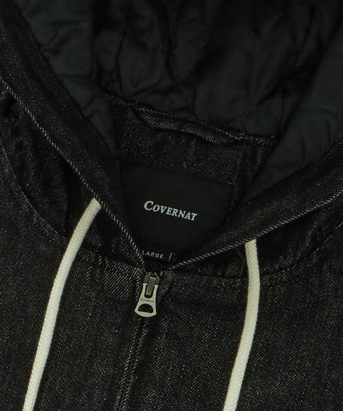 커버낫(COVERNAT) 링사 C 로고 데님 후드 자켓 블랙
