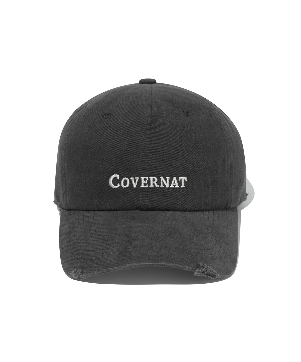 커버낫(COVERNAT) 데미지 어센틱 로고 코지 핏 볼캡 차콜