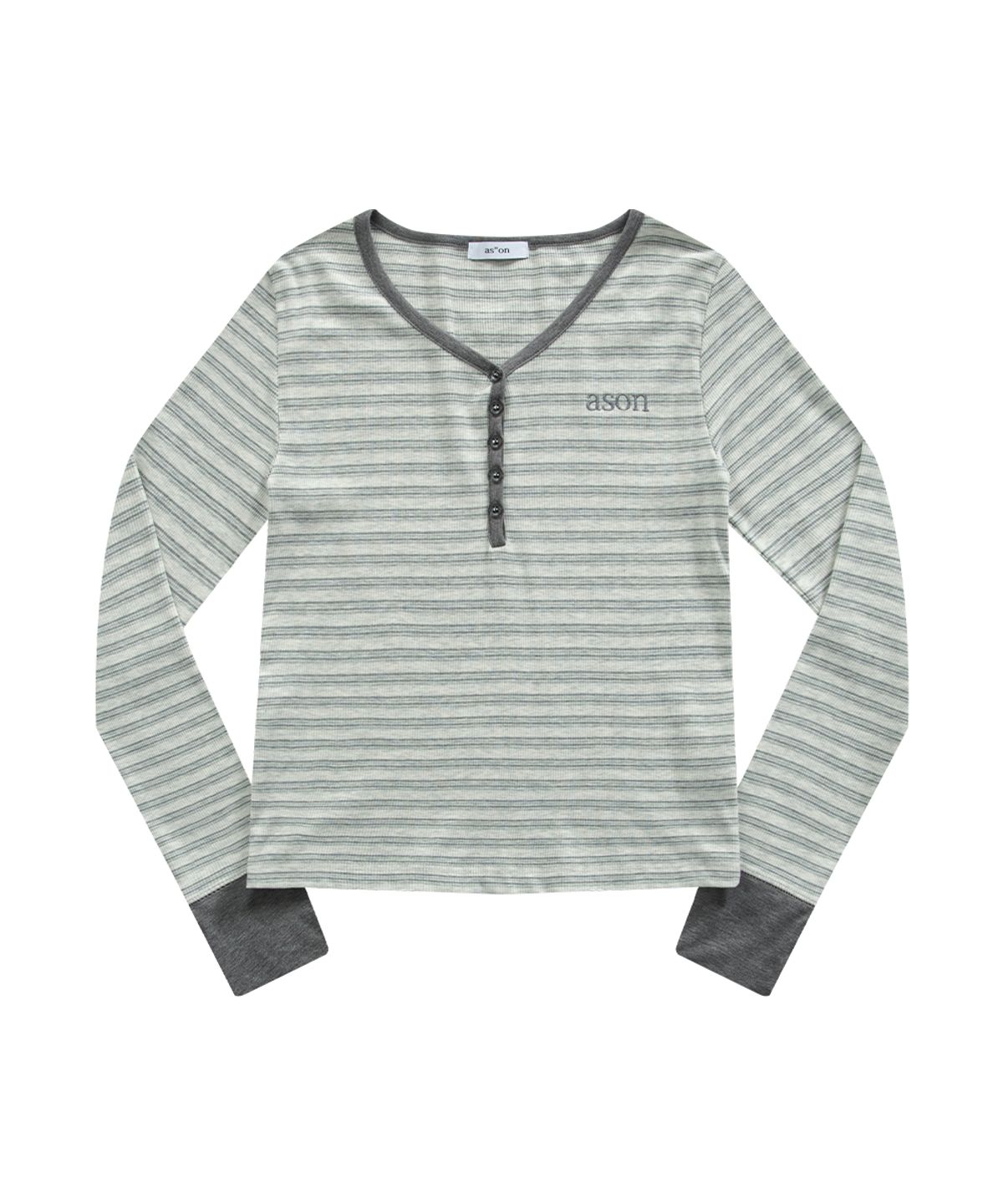 애즈온(ASON) CLAY STRIPE LONG SLEEVE / GRAY
