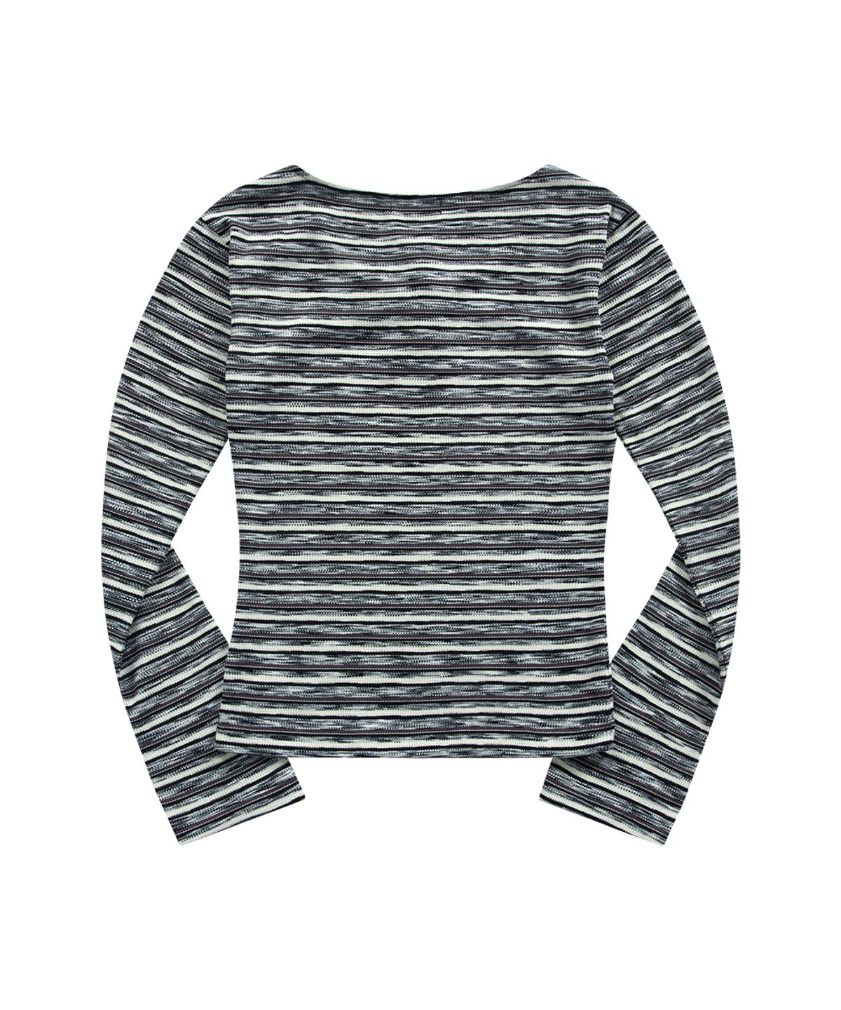 애즈온(ASON) SHALE STRIPE EYELET LONG SLEEVE / SMOKE