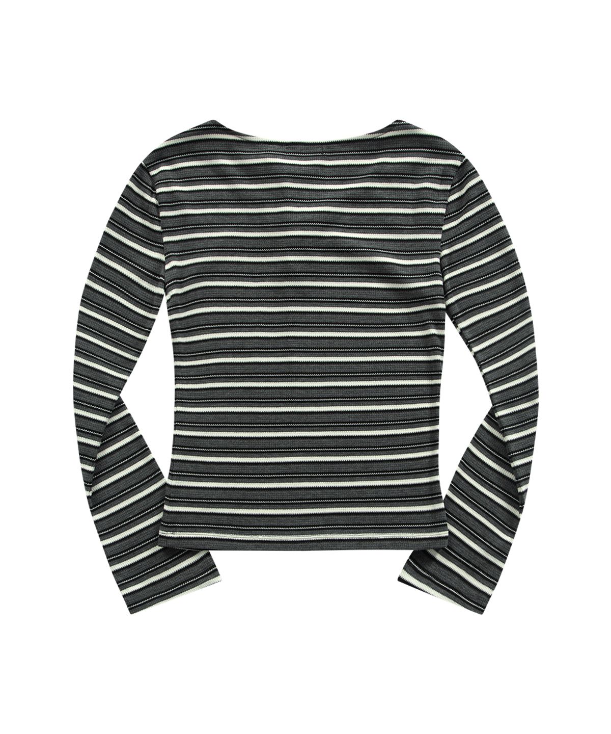 애즈온(ASON) SHALE STRIPE EYELET LONG SLEEVE / CHARCOAL