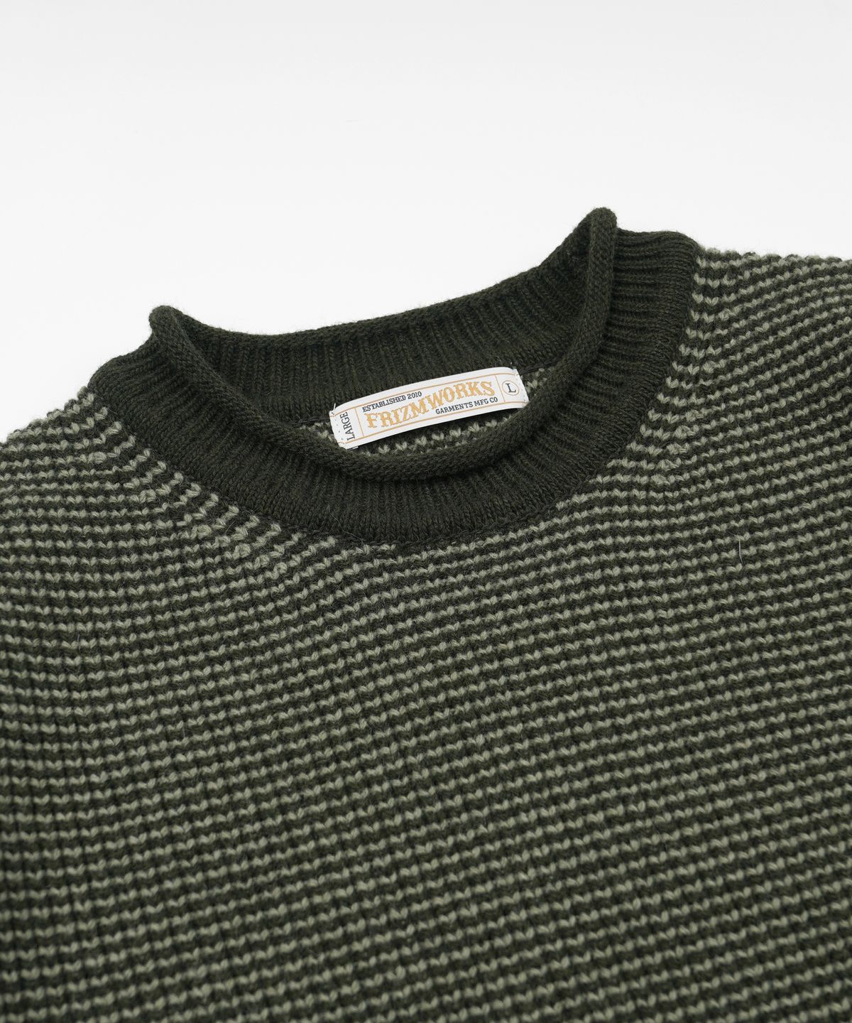 프리즘웍스(FRIZMWORKS) ROLLNECK RINGER KNIT _ OLIVE