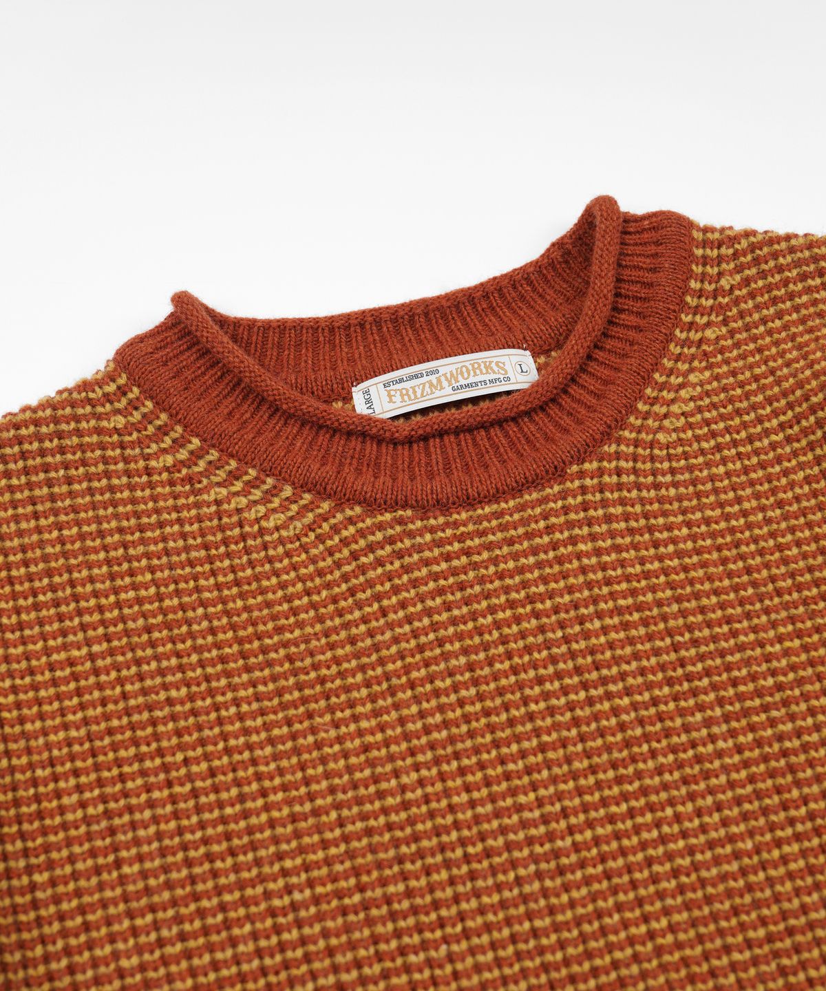 프리즘웍스(FRIZMWORKS) ROLLNECK RINGER KNIT _ ORANGE