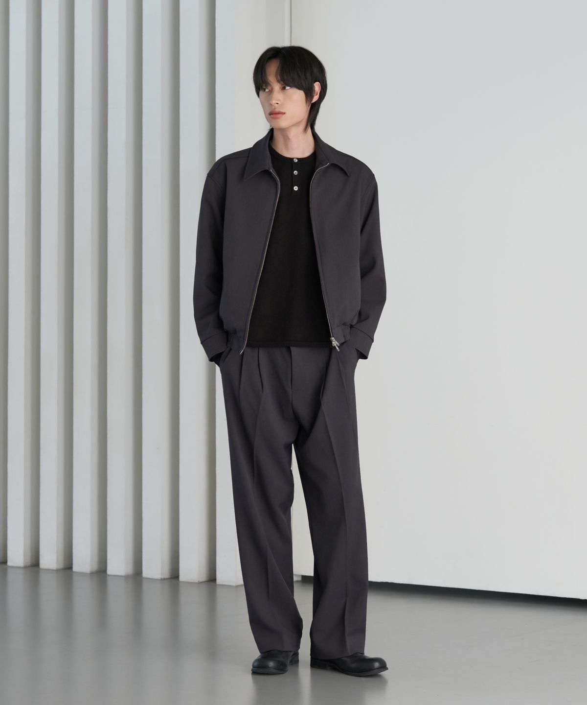효지(HYOJI) 26 FW 커스터마이징 블루종 셋업 (차콜)