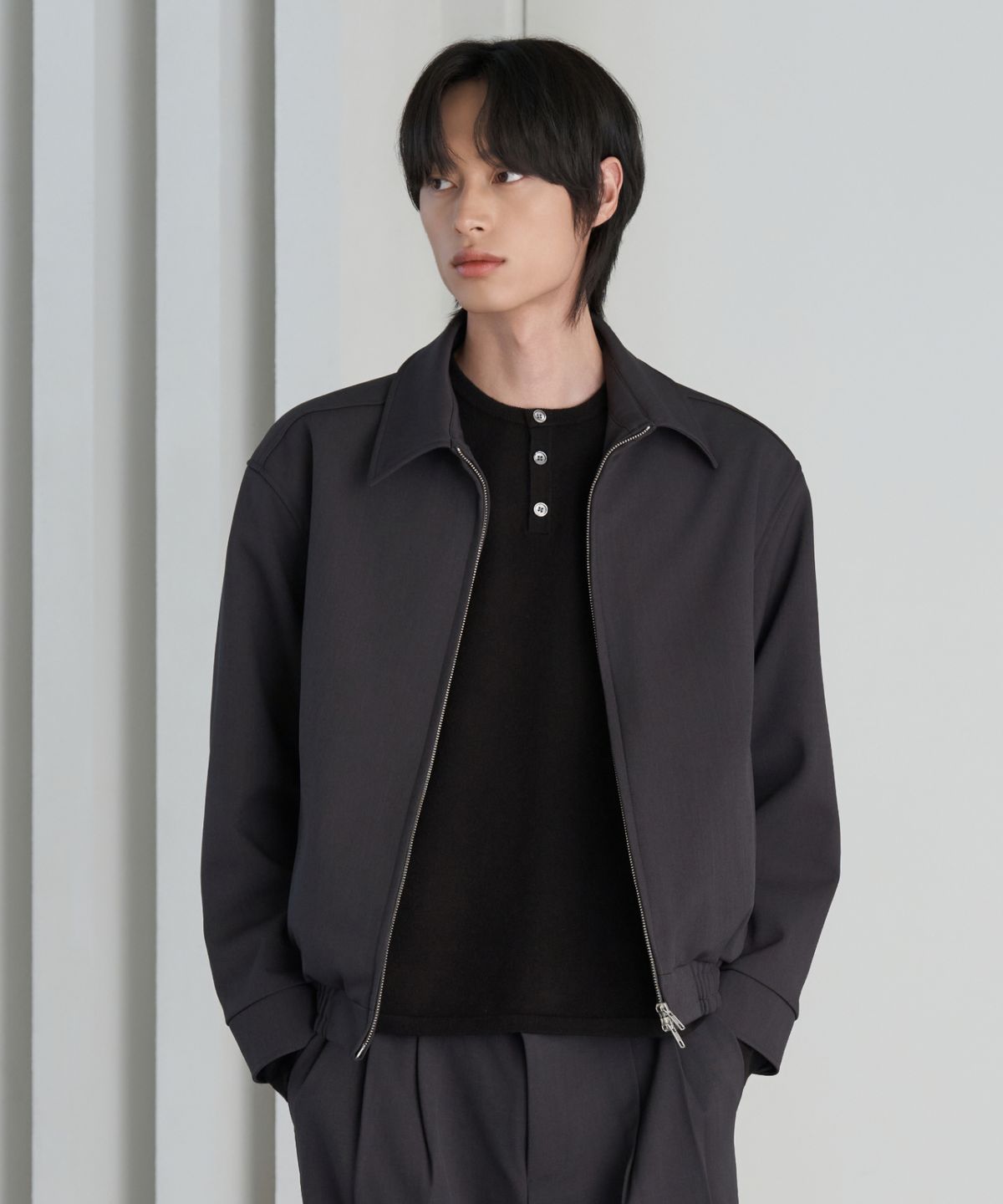 효지(HYOJI) 26 FW 미니멀 블루종 크롭 자켓 (3컬러)