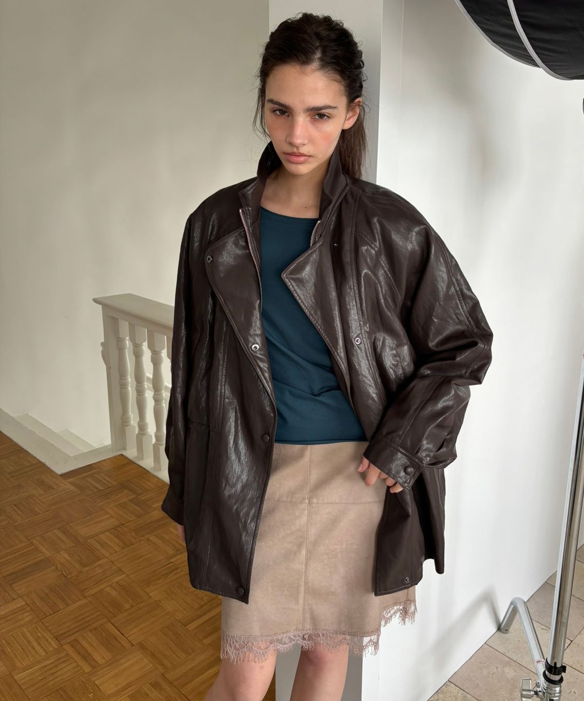 씨타(CITTA) Oversized Faux Leather Car Coat_CTO158(2color)