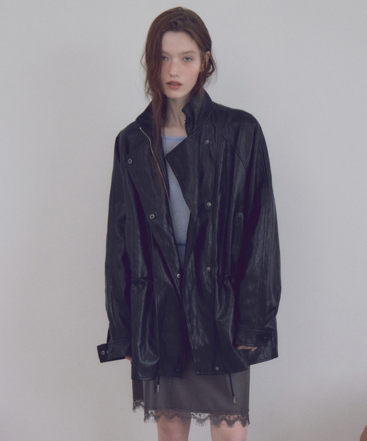 씨타(CITTA) Oversized Faux Leather Car Coat_CTO158(2color)