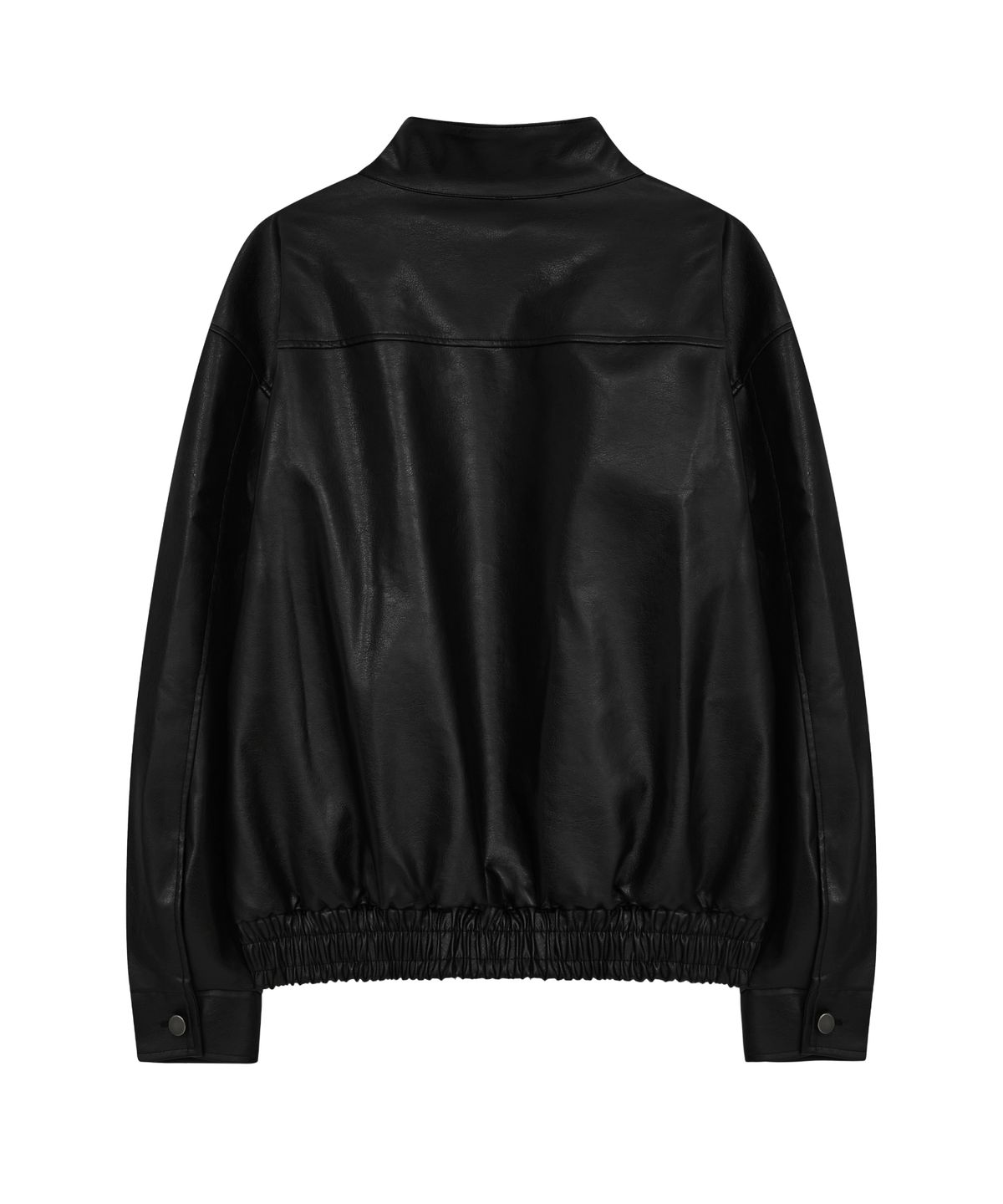 효지(HYOJI) 26 FW 레더 하이넥 블루종 크롭 자켓 (블랙)