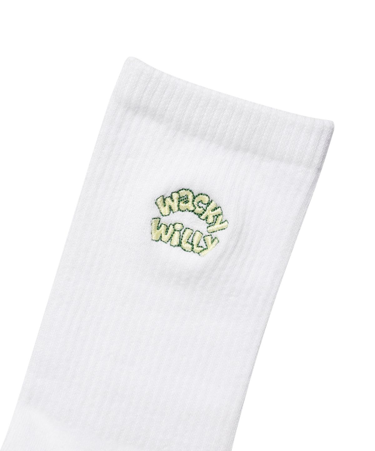 와키윌리(WACKY WILLY) 타이포 자수 양말 (3PACK) 화이트